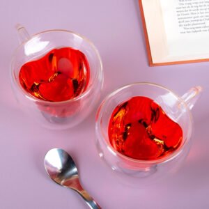 Dubbelwandige hartvormige theeglazen (set van 2)