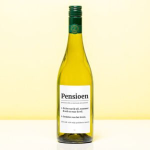 Wijnfles Pensioen woordenboek - Wit (Sauvignon Blanc)