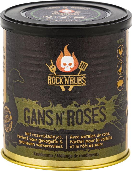 Rock 'n' Rubs - Gans N Roses - 140 gram - Perfect voor gevogelte & gebraden varkensvlees - Kruidenmix - BBQ rubs 1 Rock 'n' Rubs - Gans N Roses - 140 gram - Perfect voor gevogelte & gebraden varkensvlees - Kruidenmix - BBQ rubs