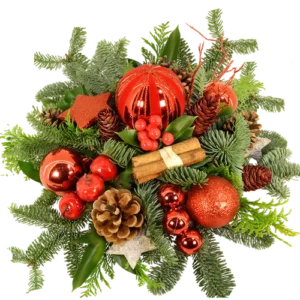 Kerststuk biedermeier Rood - Groen