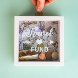 Houten spaarpot - Travel Fund