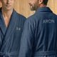 Badstof badjas voor heren - met naam - blauw - S/M