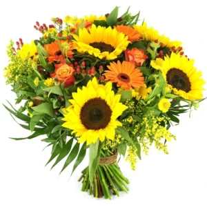 Zonnebloemen geel en oranje tinten