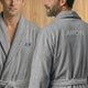 Badstof badjas voor heren - Met jouw naam - Grijs L/XL