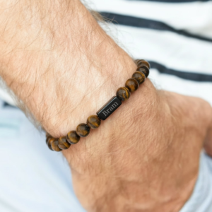 Tiger eye armband graveren - Bruin - M - 8mm