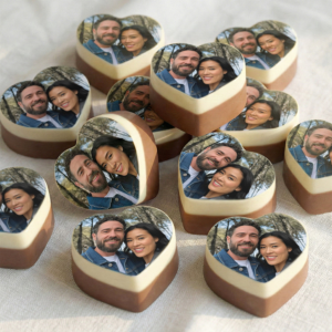 Chocolade bonbons hart met foto - 12 stuks