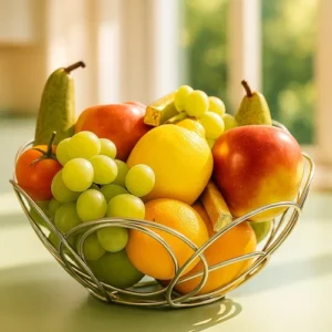 Stijlvolle fruitmand in luxe korf Ø 26cm X H 15cm