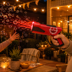 Bubble Gun met LED - Rood bellenblaaspistool met vloeistof - 25 cm