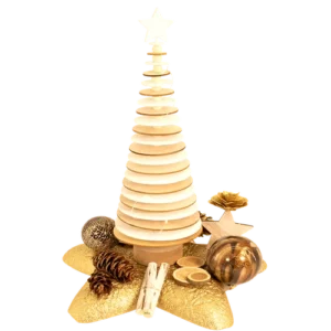 Gouden ster: Houten kerstboom met Led verlichting