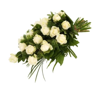 Rouwboeket witte rozen