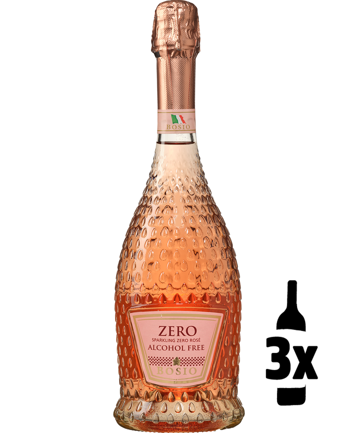 3 flessen Bosio Demi Sec Sparkling Rosé 0.0% Probeerpakket 1 3 flessen Bosio Demi Sec Sparkling Rosé 0.0% Probeerpakket
