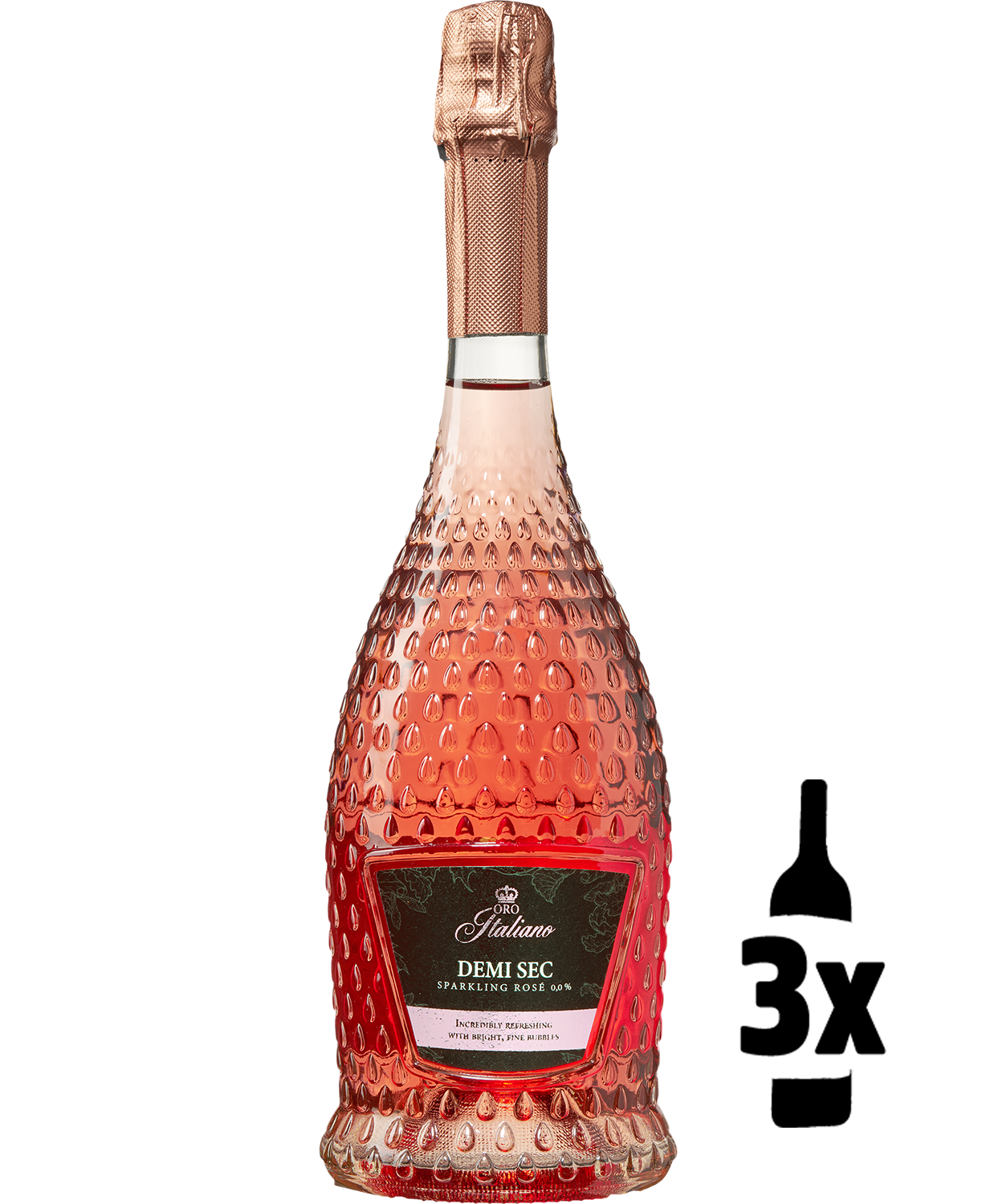 3 flessen Oro Italiano Demi Sec Sparkling Zero Rosé Alcoholvrij Probeerpakket 1 3 flessen Oro Italiano Demi Sec Sparkling Zero Rosé Alcoholvrij Probeerpakket