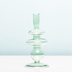 Glaskunst Ringen kandelaar - Medium/groen