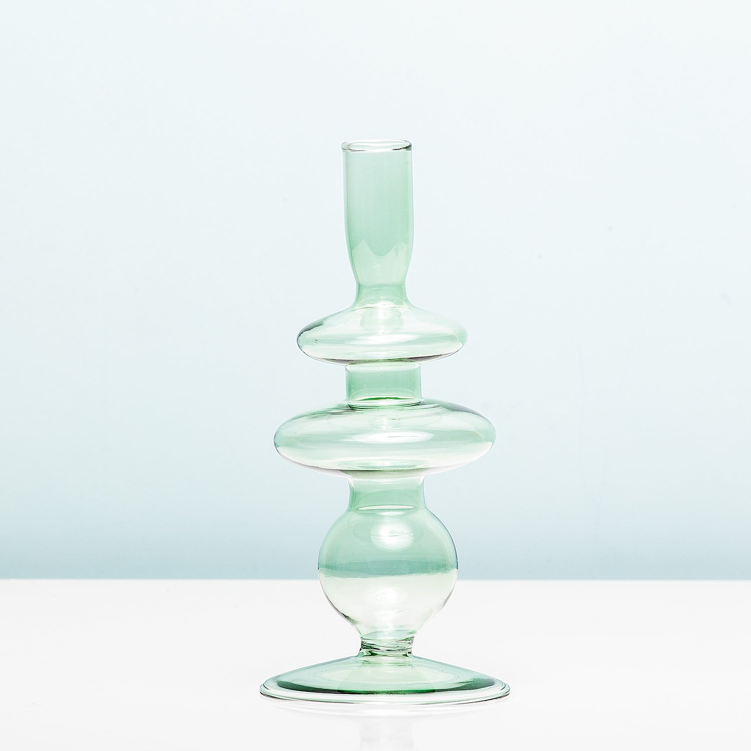Glaskunst Ringen kandelaar - Medium/groen 1 Glaskunst Ringen kandelaar - Medium/groen