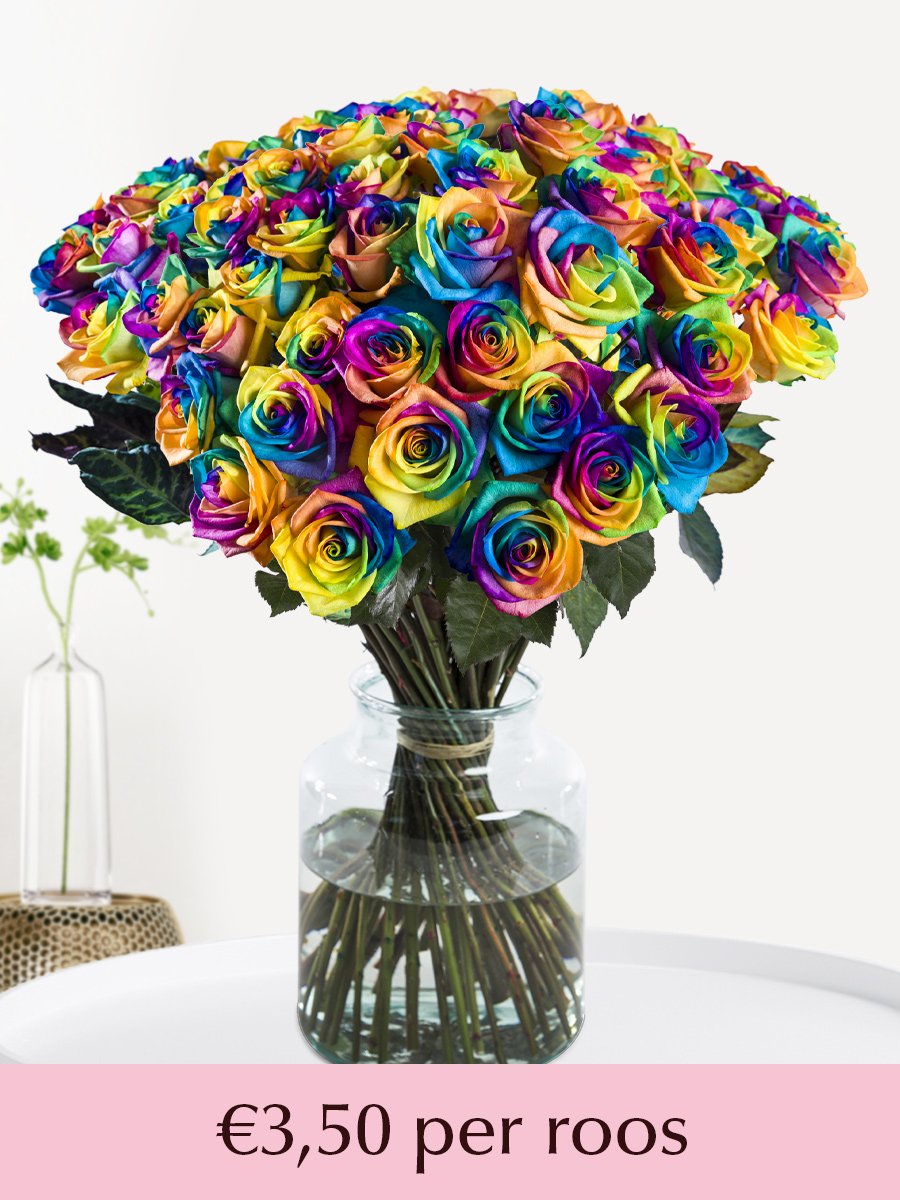 Regenboog rozen - XL rozen - 10 t/m 49 rozen 1 Regenboog rozen - XL rozen - 10 t/m 49 rozen
