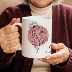 Maandbloem Mok met Eigen Text