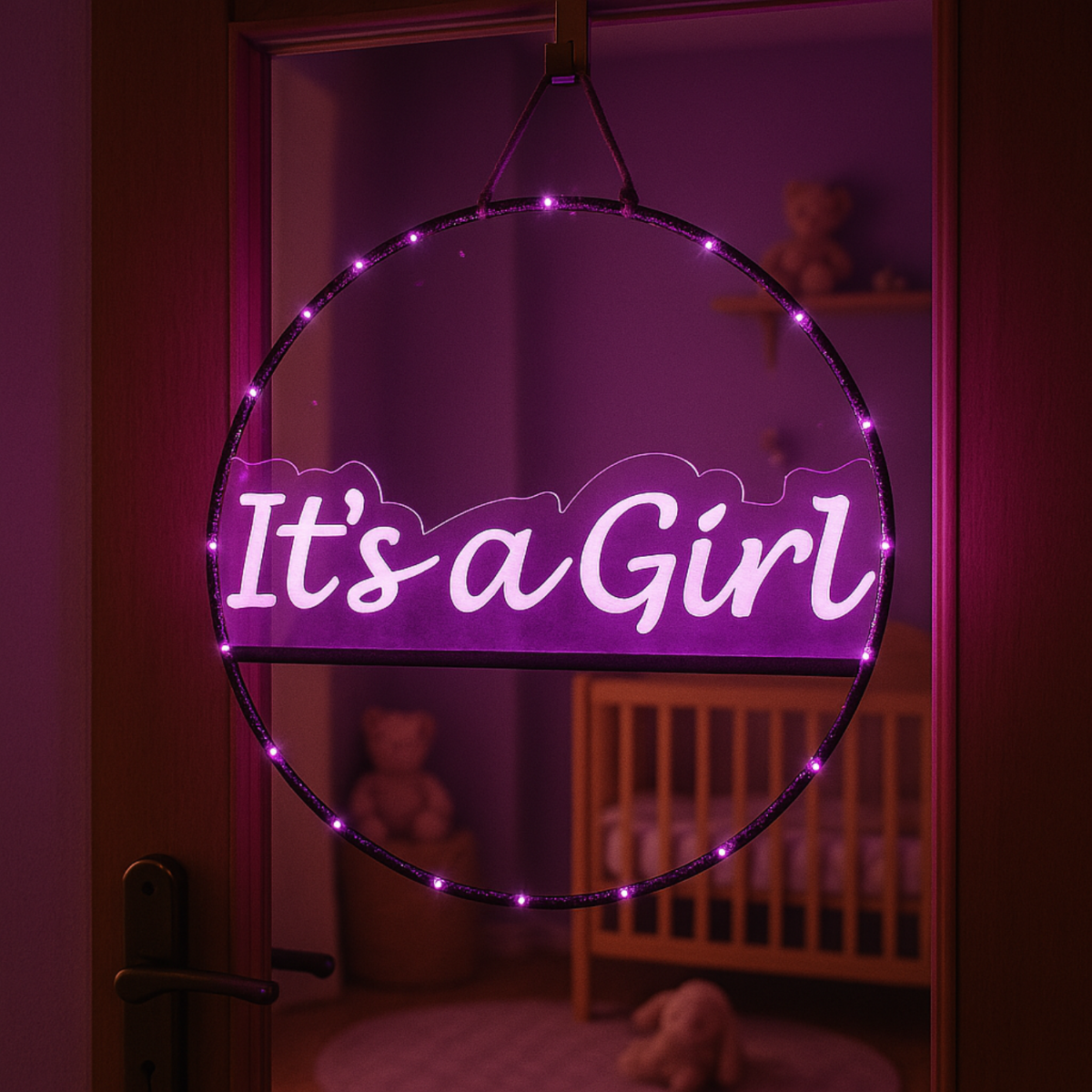Raam- Deur cirkel it's a girl verlicht 1 Raam- Deur cirkel it's a girl verlicht