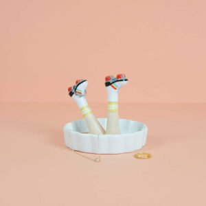 Ring holder Happy Legs Retro ceramic