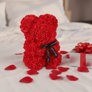Rozen teddybeer 25 cm - Luxe Cadeauverpakking