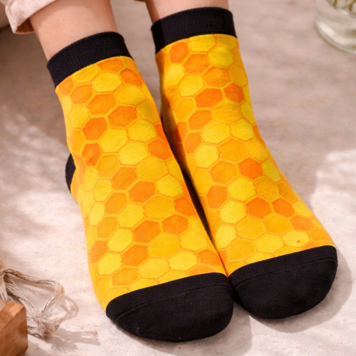 Bee Happy Sokken - Maat 36-40 - Geel/Zwart - Bijen design