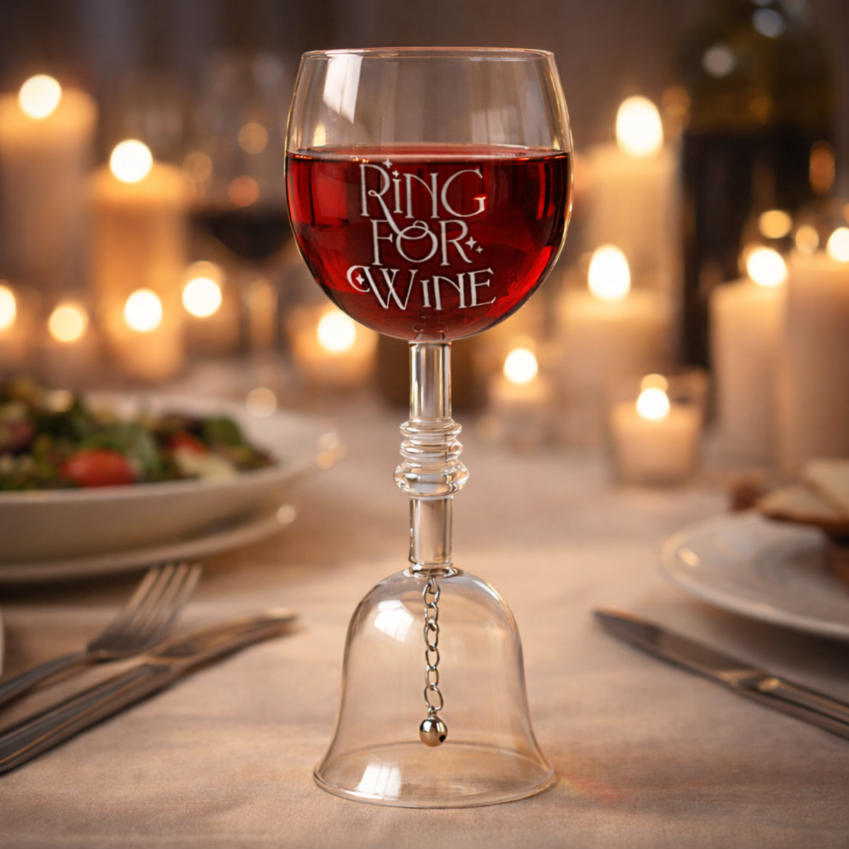 Wijnglas met tafelbel - 400 ml - 22 cm hoog