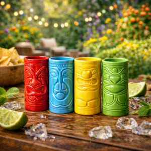 Tiki Shot Glasses - Keramiek - 75 ml - 4 kleuren set
